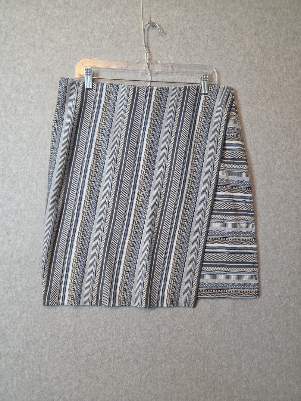 J. Jill Multicolor Aztec Stripe Knit Faux Wrap Pull On Boho Skirt Women's Medium